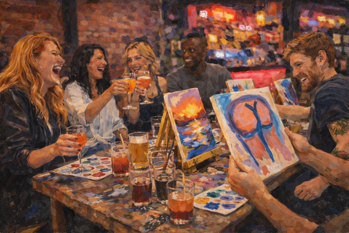 Sip and Paint evening scene (painting)